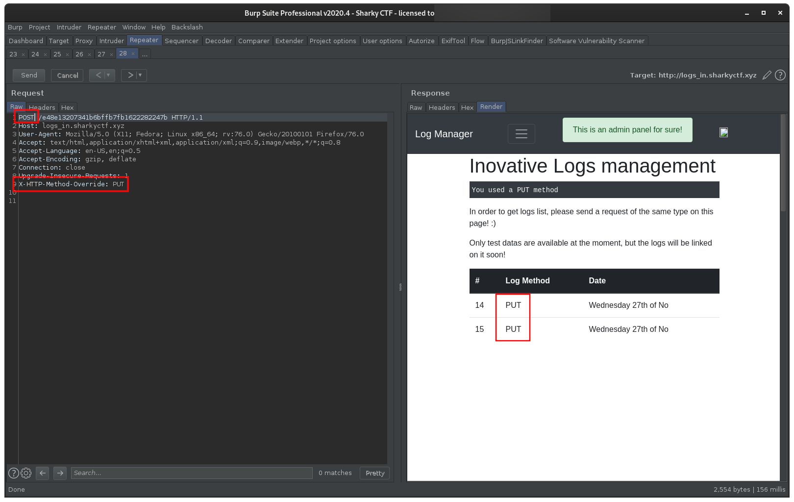 Logs with modified method