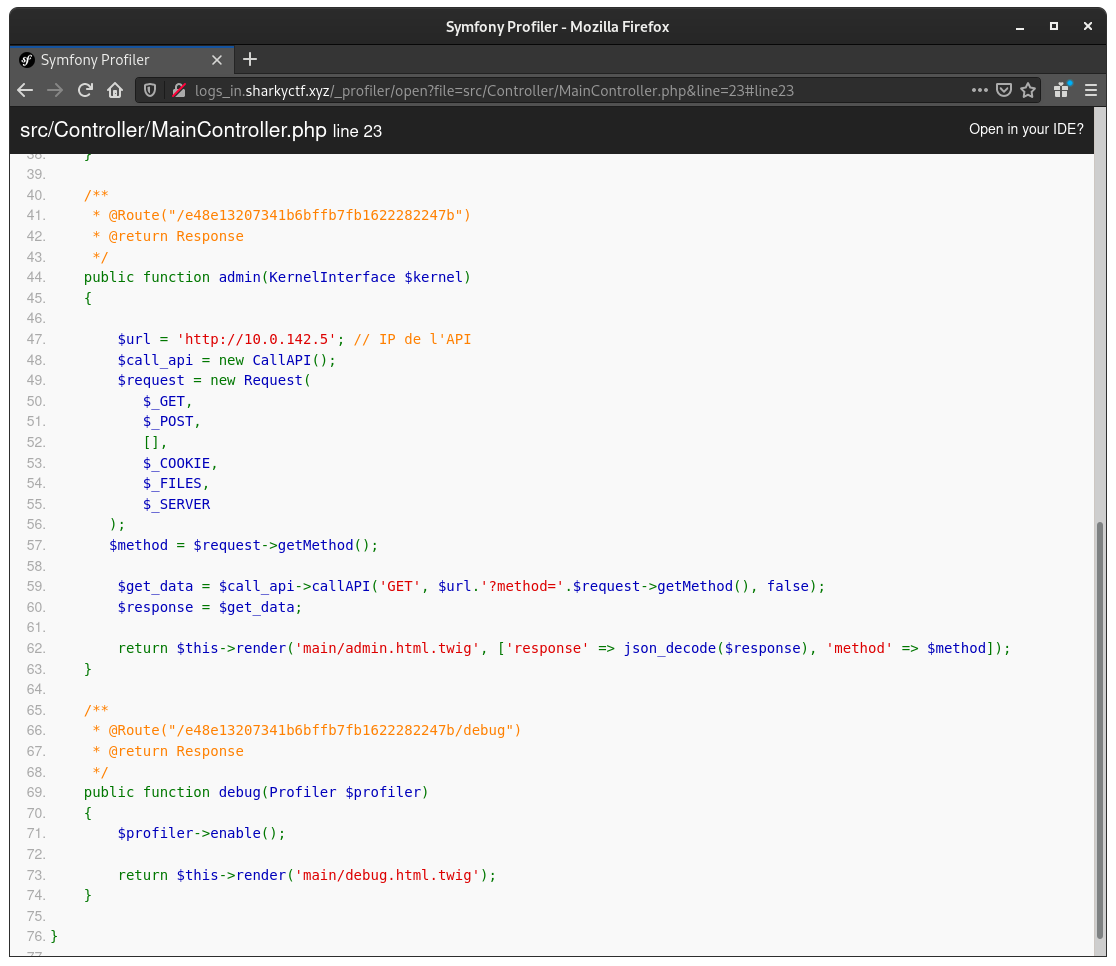 Source code of MainController.php